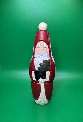 Santa Rotating Puzzle Twist Figure Christmas Painted Carved Wood Midwest 6.25 