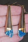 Vintage Artisan  Unsigned  Goldtone Cone Enamel Dangle Costume Jewelry