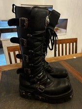 NUEVO ROCK Reactor BOTA ALTA METÁLICA M-272-VC1 Goth Rave 45C EE. UU. 11.5 Steampunk