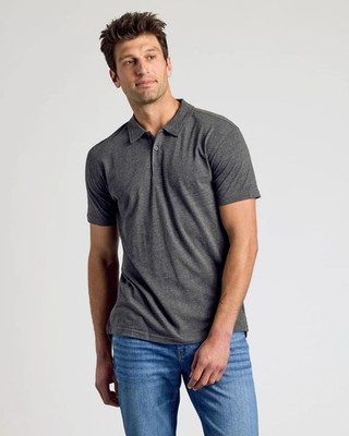 True Classic Active Tech Polo Short Sleeve Shirt Heather Gray Collar Sz XL