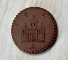 1921 50 Pfennig Porcelain Coin * Freidberger  - Notgeld Germany GEM Uncirculated