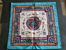 Vintage Wamcraft Bandana Handkerchief Southwest Aztec Tribal USA Bandanna Blue