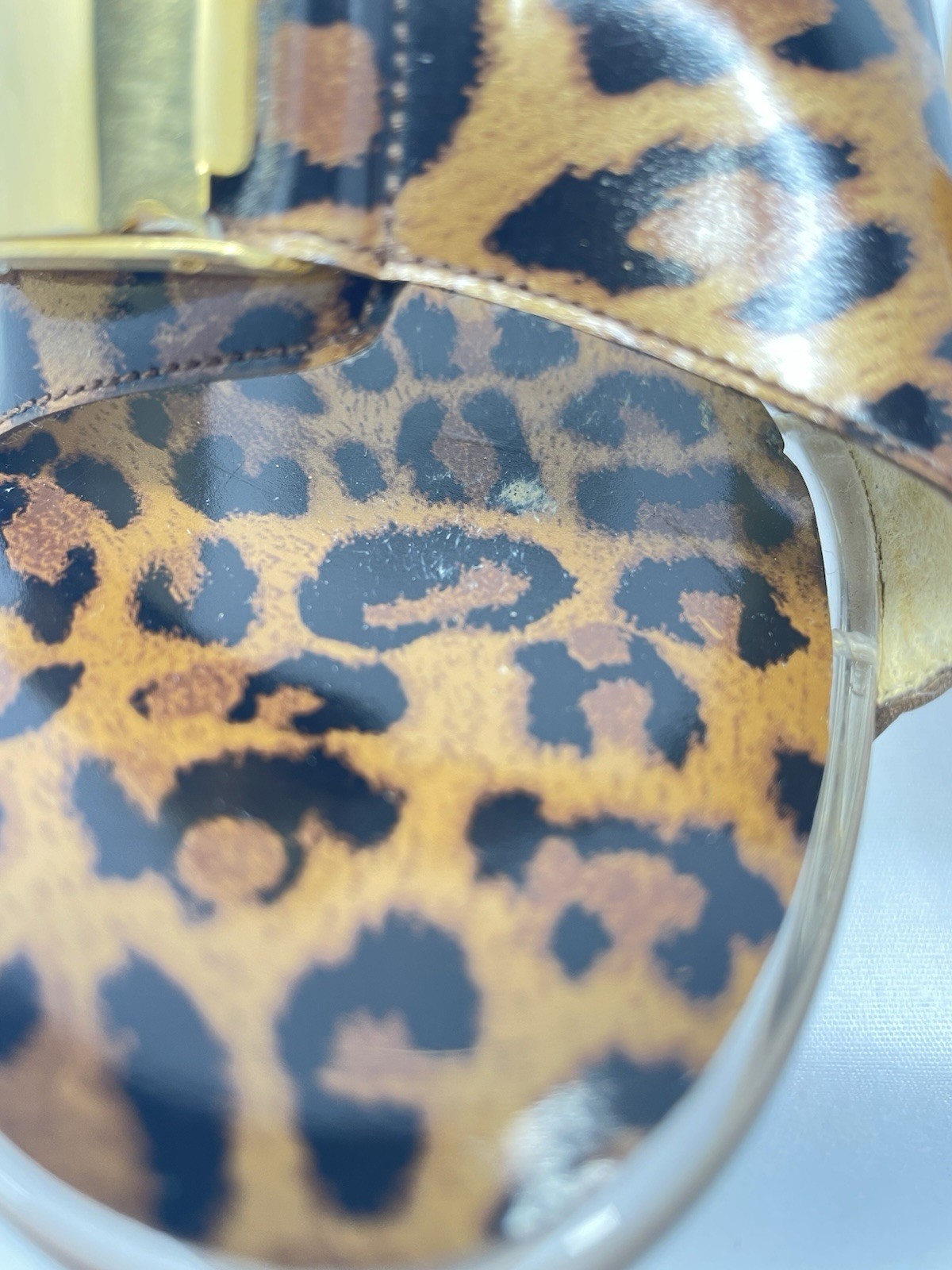 Stuart Weitzman Leopard Animal Print leather heels W/Clear see through sole