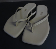 TKEES Women's Square Toe Lily Flip Flops, Cocobutter, Tan, 7 Medium