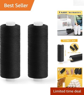 Versatile 2-Pack Black Polyester Thread Rolls - Perfect for Sewing & Embroidery