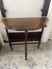 Vintage Half Moon Dark Wood Side Table