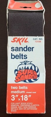 2 Pack Vintage Skil SandCat Belt Sander Belts NOS Medium No. 73106 3'' X 18''