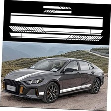 Racing Side Stripe Stickers for Car,Vinyl Car Hood Decal,Car Side White