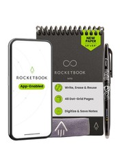 Reusable Smart Notepad Mini 3.5x5.5 Dotted Pages Black Rocketbook