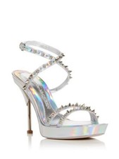ALEXANDER MCQUEEN Womens Silver 1" Platform Punk Heeled Sandal 41
