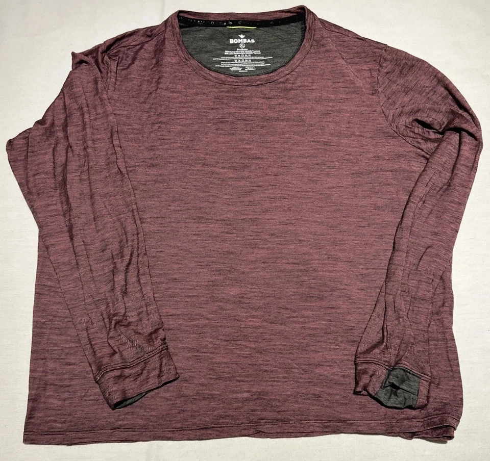 Camisa Bombas Bee Better Manga Larga Mezcla Merino Mujer XL Borgoña Rayas -F430 Foto 2 de 4