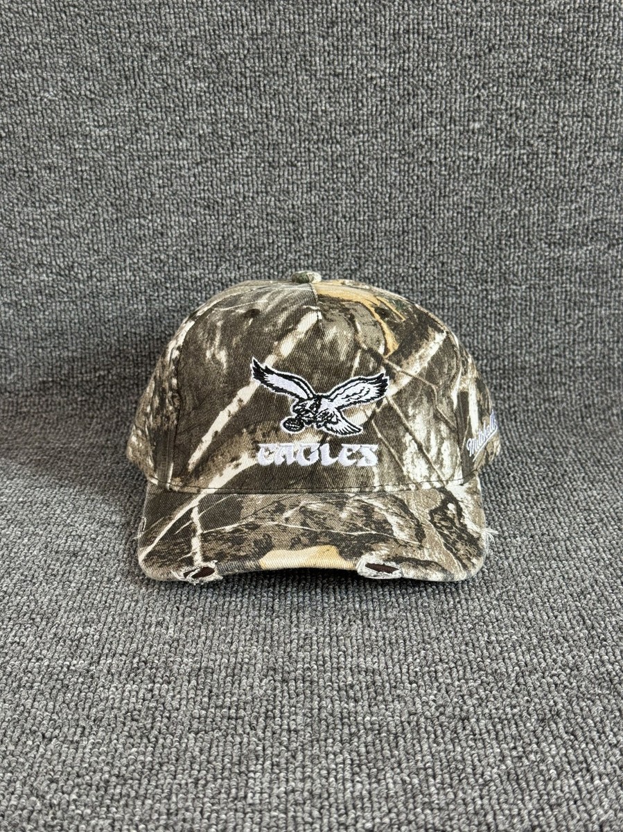 Mitchell & Ness Eagles Camo Snapback Hat Curved Brim Retro NFL