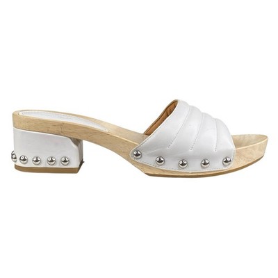 Sigerson Morrison Women's Abel White Leather Wooden Sandal Size US 8