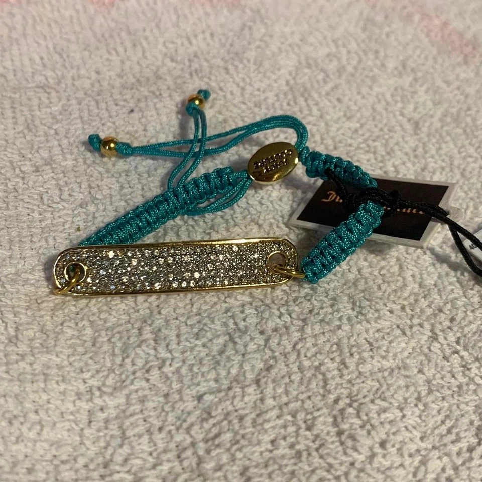 Pulseira da Amizade Juicy Couture B-Pave ID azul-petróleo/azul claro nova com etiquetas - Imagem 4 de 4