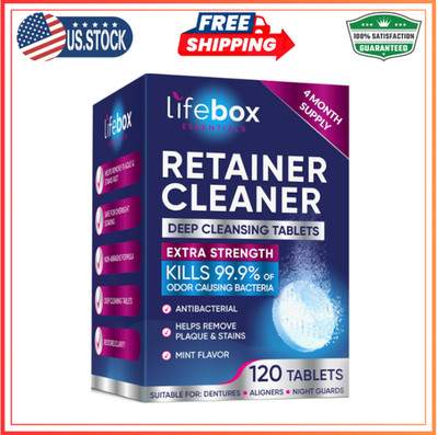Retainer Cleaner Tablets - 120 Denture Cleaning Tablets & Aligner Cleaner - Remo