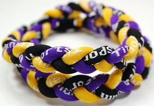 Lot of 12 - 20" Yellow Black Purple Baseball Titanium Sports Necklaces Tornado