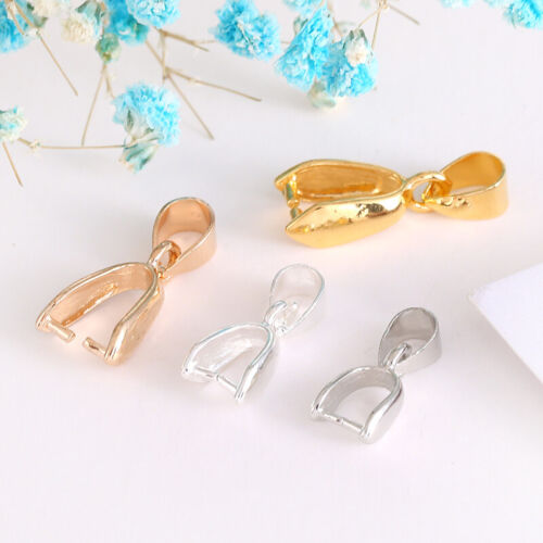 Wholesale 20-50P Silver Plated Findings Bail Connector Bale Pinch Clasp Pendants - Picture 1 of 10