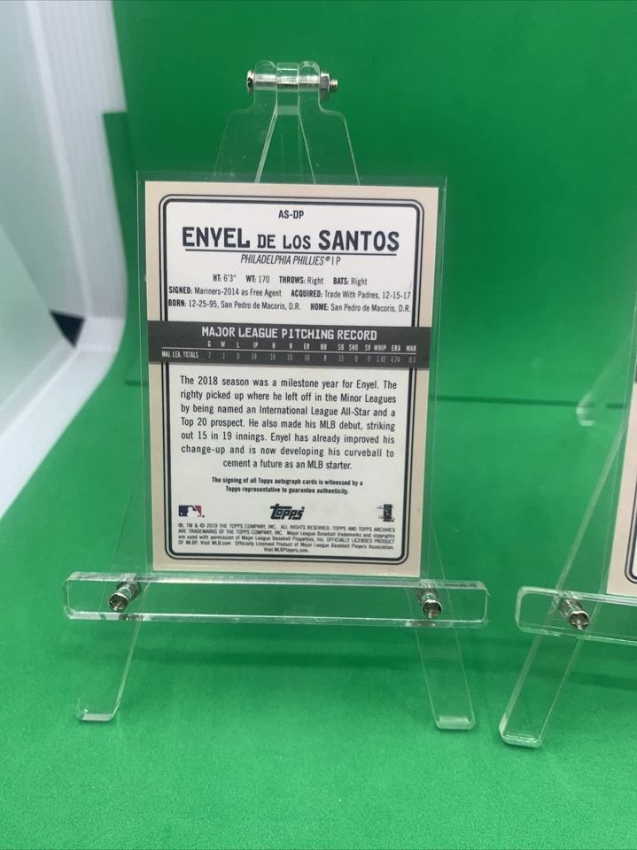 (2) ENYEL DE LOS SANTOS RC 2019 TOPPS ARCHIVES SNAPSHOTS GOLD 1/10 & BASE AUTO - Image 4 of 4