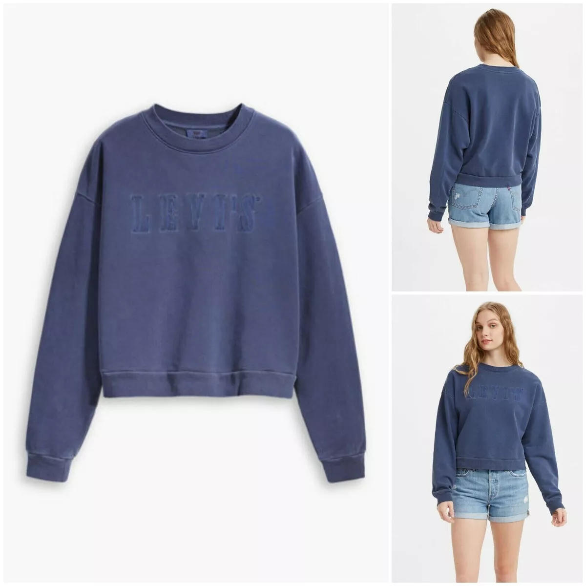 Levi s Diana Crewneck Sweatshirt Women s XS Blue 90s Inspired Vintage 852830028