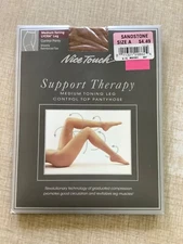 SEARS Nice Touch Support Therapy PANTYHOSE Size A Sandstone NEW Medium Toning