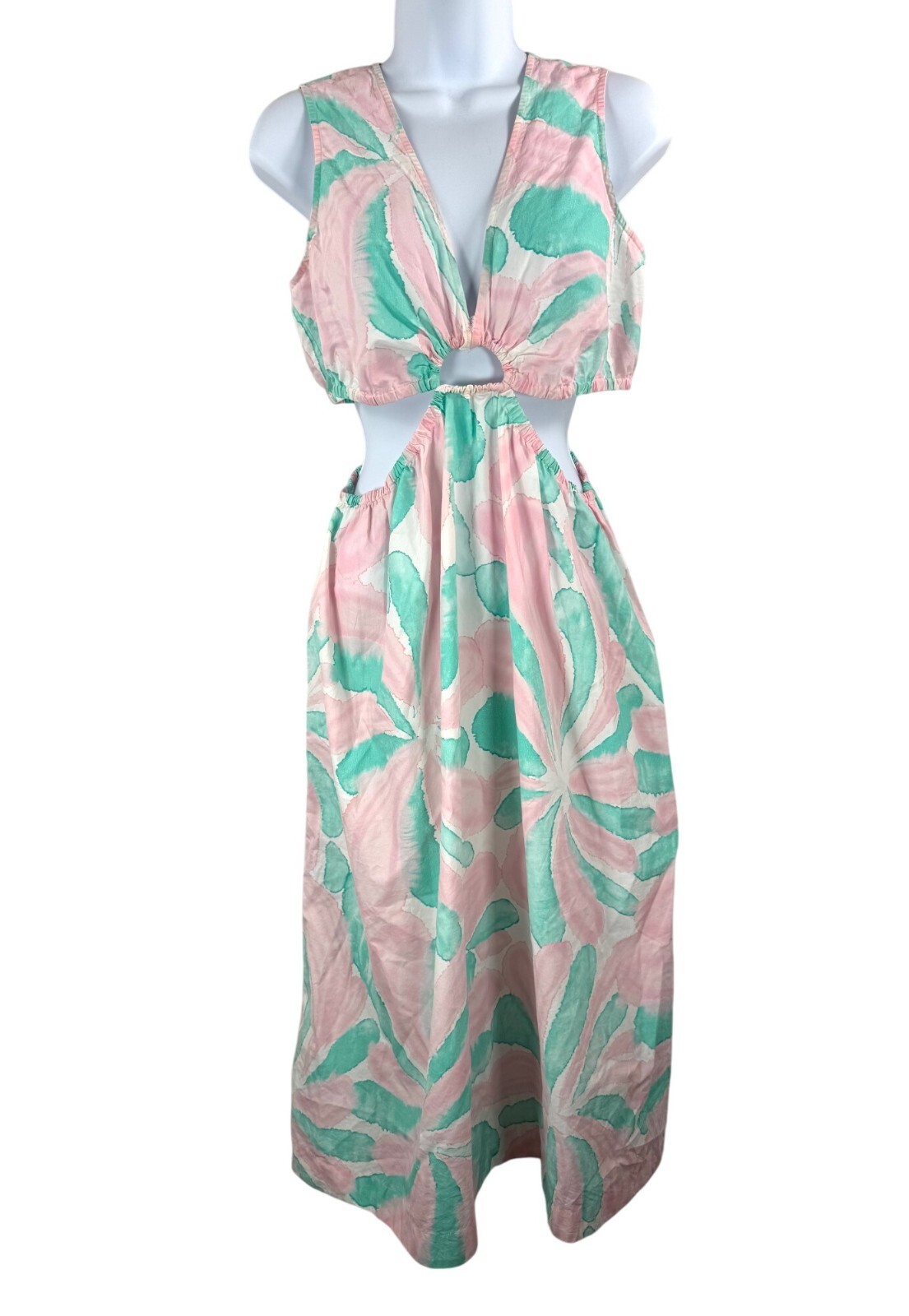Rails Rizo cut out Midi Dress in Candy mint beachy boho artsy pastel sz S