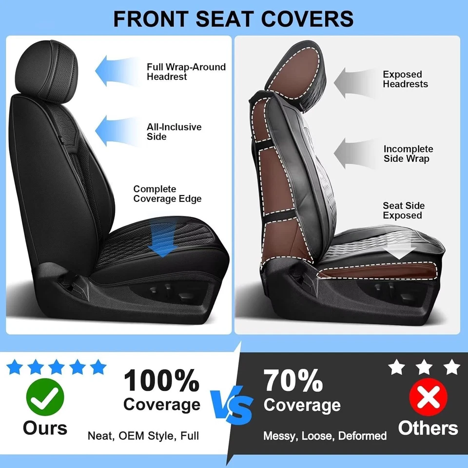 Truck Seat Covers Leather Front Rear Set For Chevrolet Silverado 1500 2007-2018 Foto 3 de 4