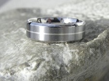 7mm Bevel Cut Band, Men's Titanium and Silver Ring, Wedding, Anniversary