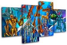 Robots Boys For Kids Room MULTI CANVAS WALL ART Picture Print VA