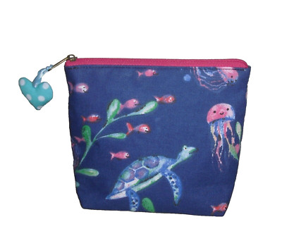 Tasche genäht Stoffherz Unikat Kosmetik Krimskrams Geschenk Maritim Schildkröte