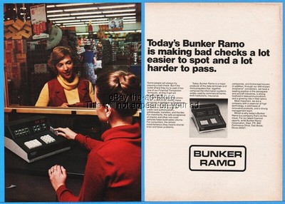 1979 Bunker Ramo Corp Oak Brook IL Bad Checks Financial Transaction Terminals Ad