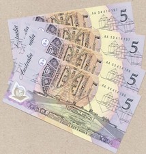 1992 AUSTRALIA $5 FRASER/COLE PAL GREEN CONSEC PAIR NOTES UNC AA33/34 414196-197