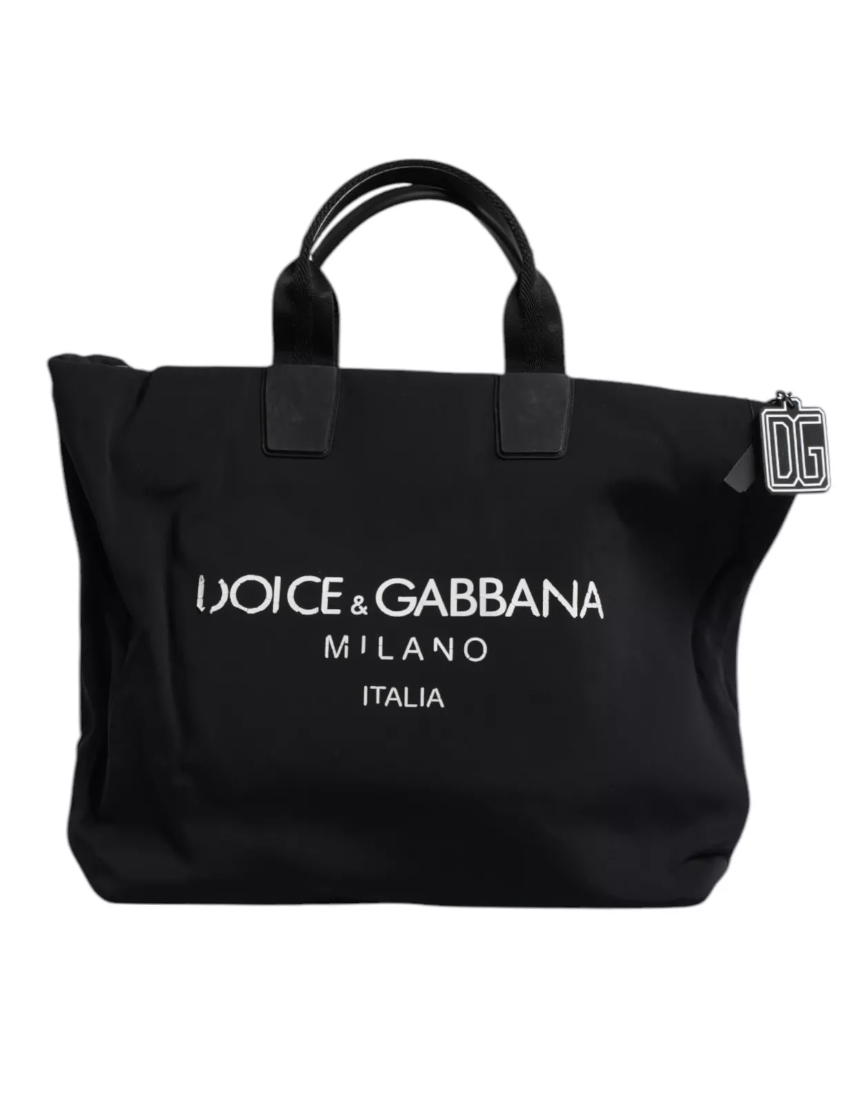 Dolce & Gabbana sac fourre tout femme en toile noire logo DG shopping main