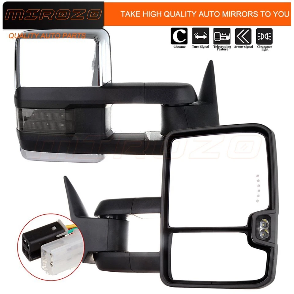 1 par de espejos retrovisores de remolque con señal LED de alimentación para Chevy GMC C/K 1500 2500 3500 1988-1998 Foto 2 de 4