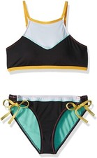 Hobie Girls' 188462 Hi-Neck Bikini Top Side Tie Hipster Bottom Bikini Set Size 8