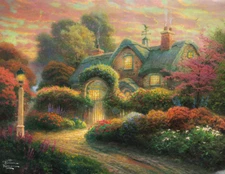 Thomas Kinkade ROSEBUD COTTAGE 500 Pieces BOXLESS Jigsaw Puzzle Garden 100%