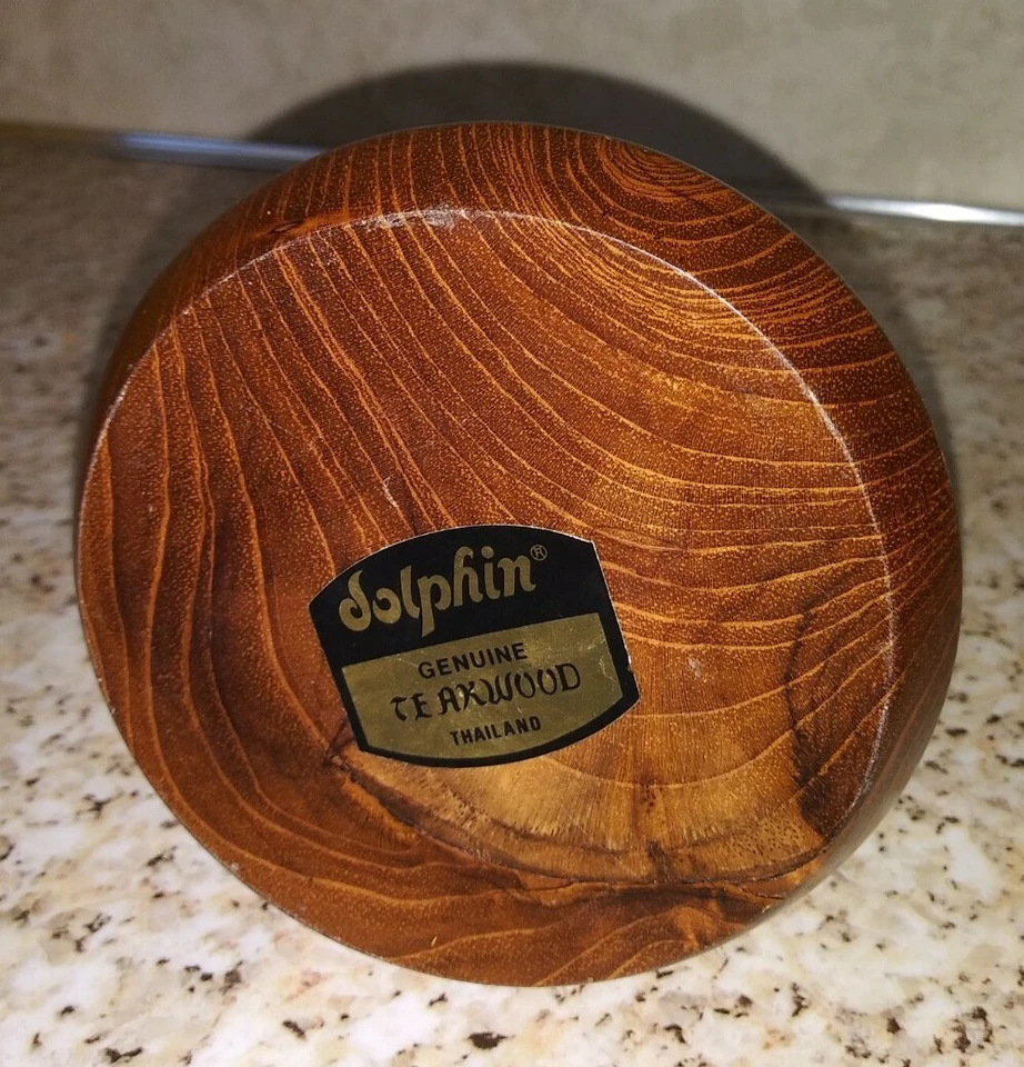 Candelabro moderno de madera de teca de mediados de siglo de Dolphin hecho en Tailandia de colección MCM Foto 3 de 4