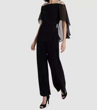 Msk Women's Black Side-Draped Cold-Shoulder Jumpsuit Size S
