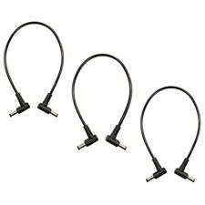 3 Pack 1 Foot Right Angle DC Power 5.5mm x 2.1mm Patch Cables Wire Male to Male