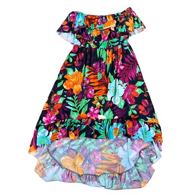 Hypnotik Woman s Tropical Floral Dress Size 1X Stretchy Hi Lo