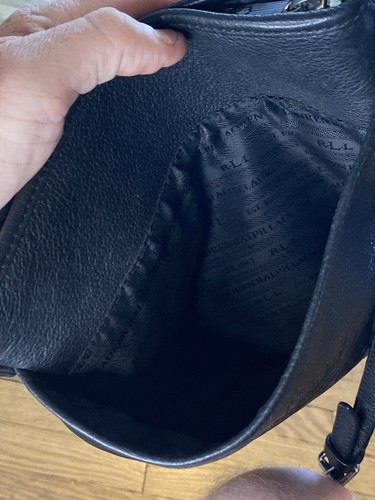 RALPH LAUREN Blk Embossed Leather Crossbody w adjustable strap (Rare Find)CHIC! - Picture 10 of 12