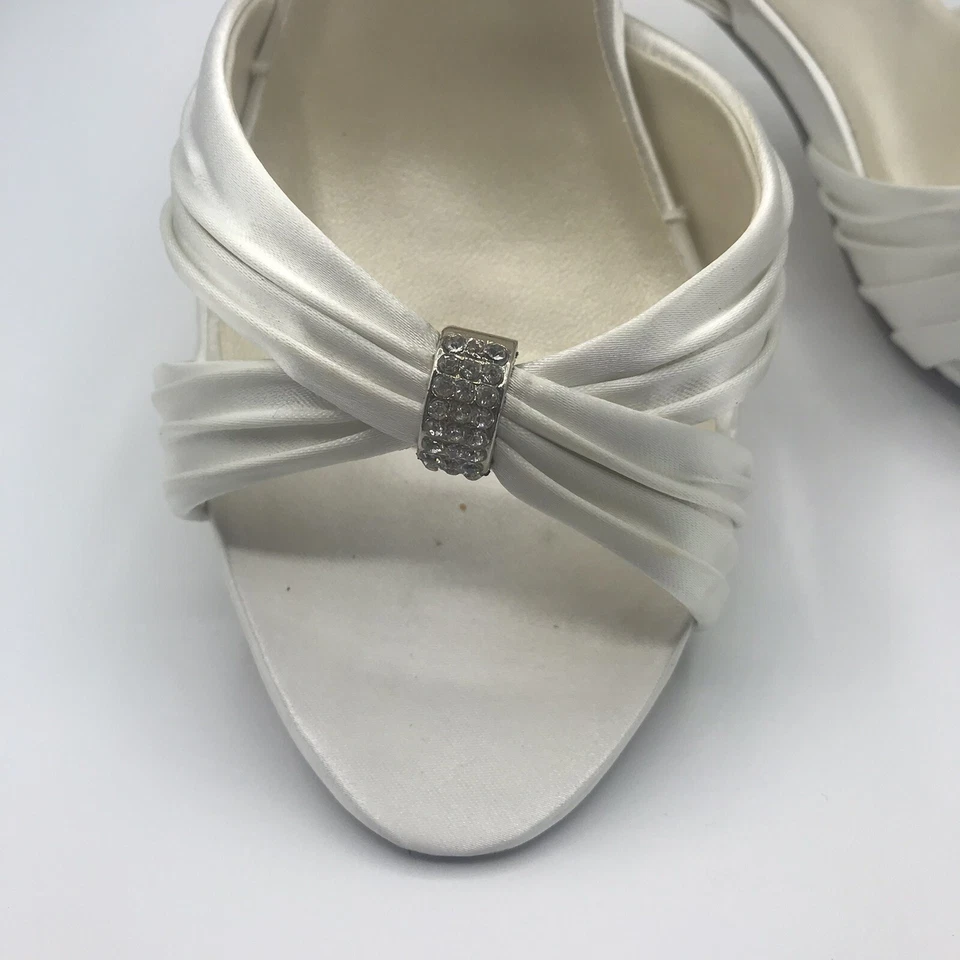 Coloriffics Tori Women's Dyeable Shoes White Satin Sandal Heels Rhinestone - Image 2 of 4