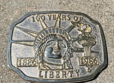 Vintage Belt Buckle Patriotic Americana Statue of Liberty 100 Years of Liberty