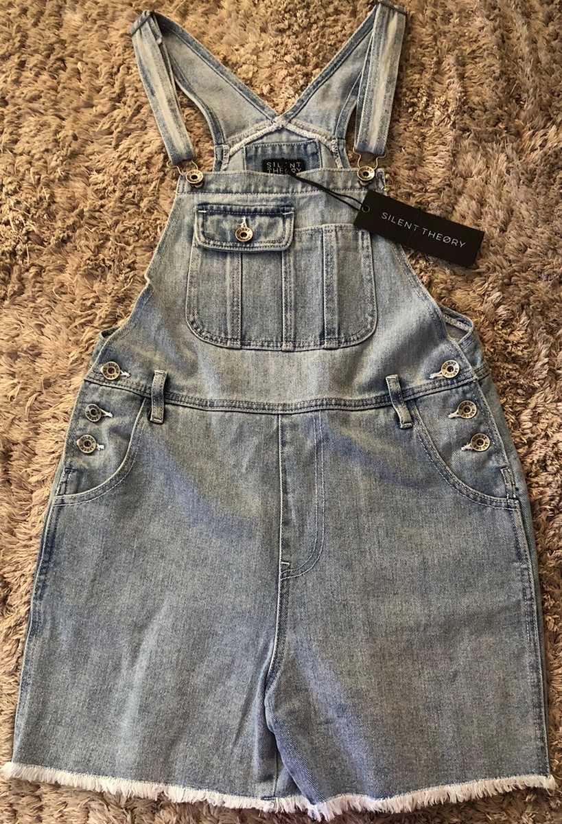 B147 NWT Silent Theory Rugged Overalls Denim Shorts Blue Womens