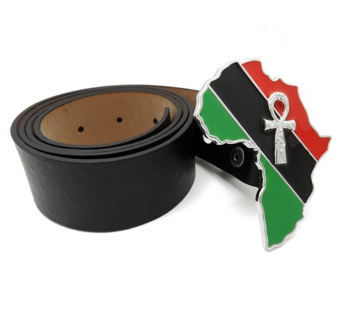 Hip Hop Style Collection Rapper Ankh Cross Africa Map Buckle & Leather Belt - Picture 9 of 15