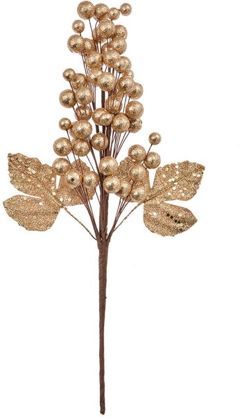 Clayre & Eef 66153GO Dekozweig Gold Braun 34Cm Weihnachtsdeko Kunststoff-image