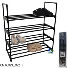 SCARPIERA PORTASCARPE SCAFFALETTO NERO SALVASPAZIO 4 RIPIANI 12 POSTI