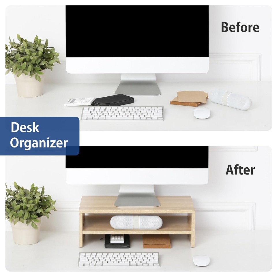Pc Riser Wood FITUEYES Monitor Stand - 2 Tier Computer Riser Shelf, Wood Desktop for ...