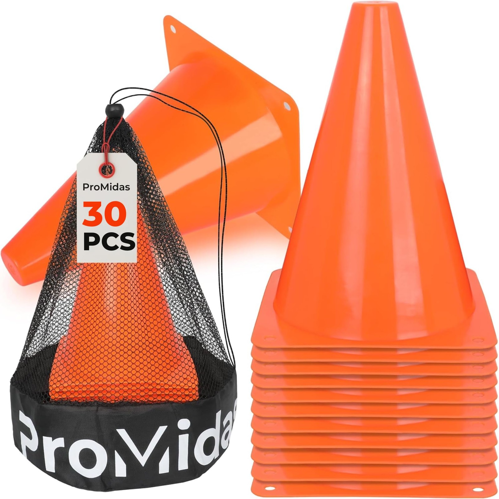ProMidas 7 Inch Soccer Cones for Training Kids with Mesh Bag – Small Traffic …