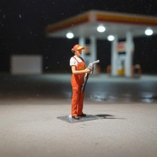 1:64 Gas Station Set Hand-Painted Toy Scene DIY for Hobbyists