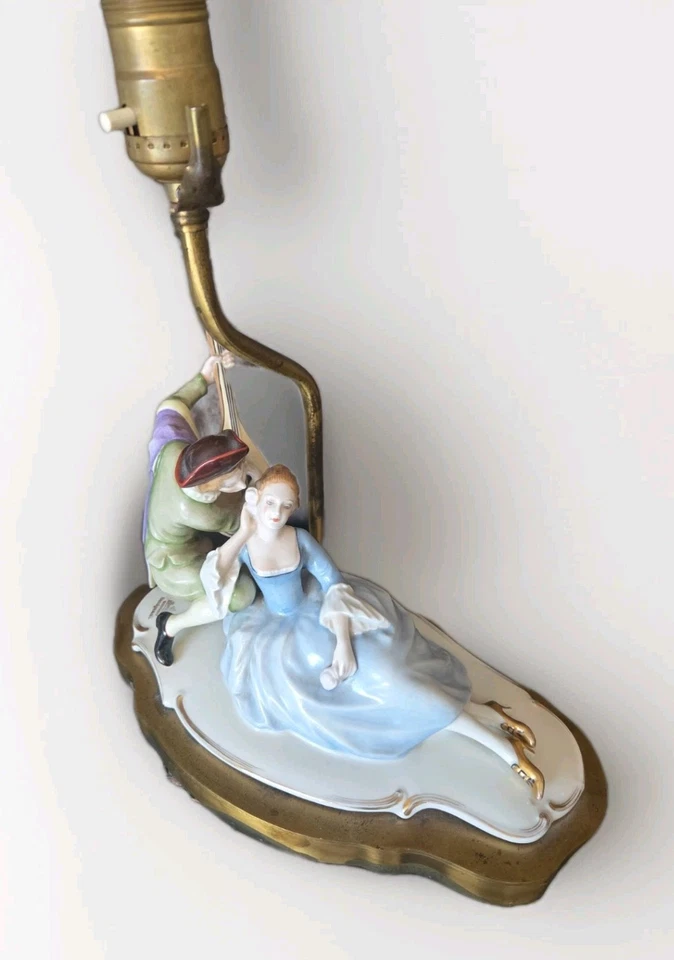 40s German Rosenthal Porcelain Figurine Serenade by Karl Himmelstoss Table Lamp - Image 3 of 4
